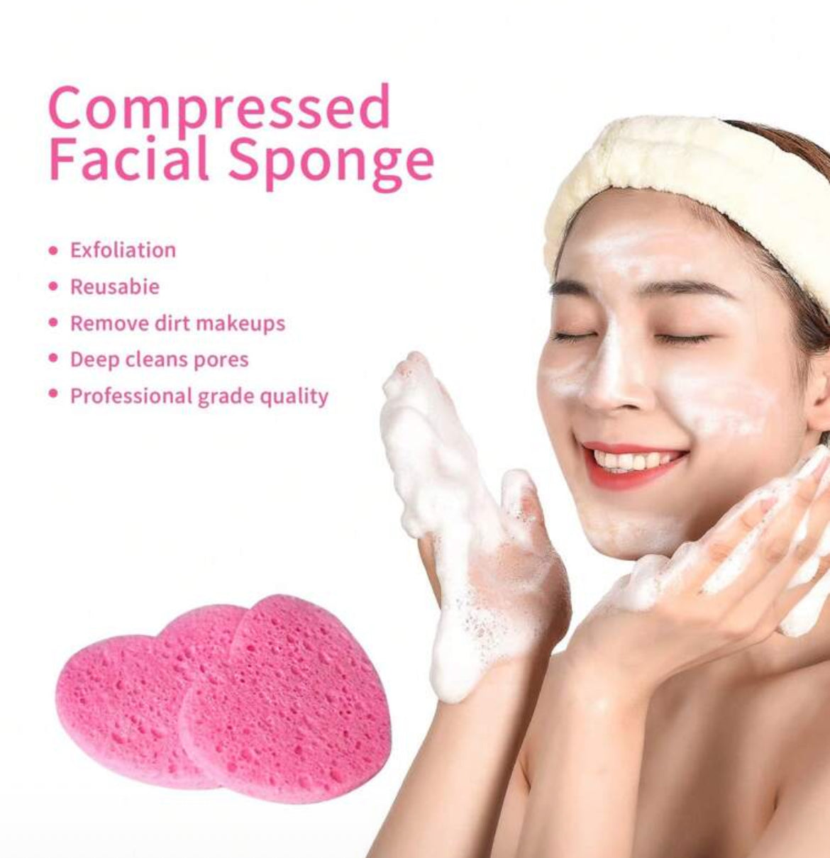 50-count Facial Sponges compressed - purple