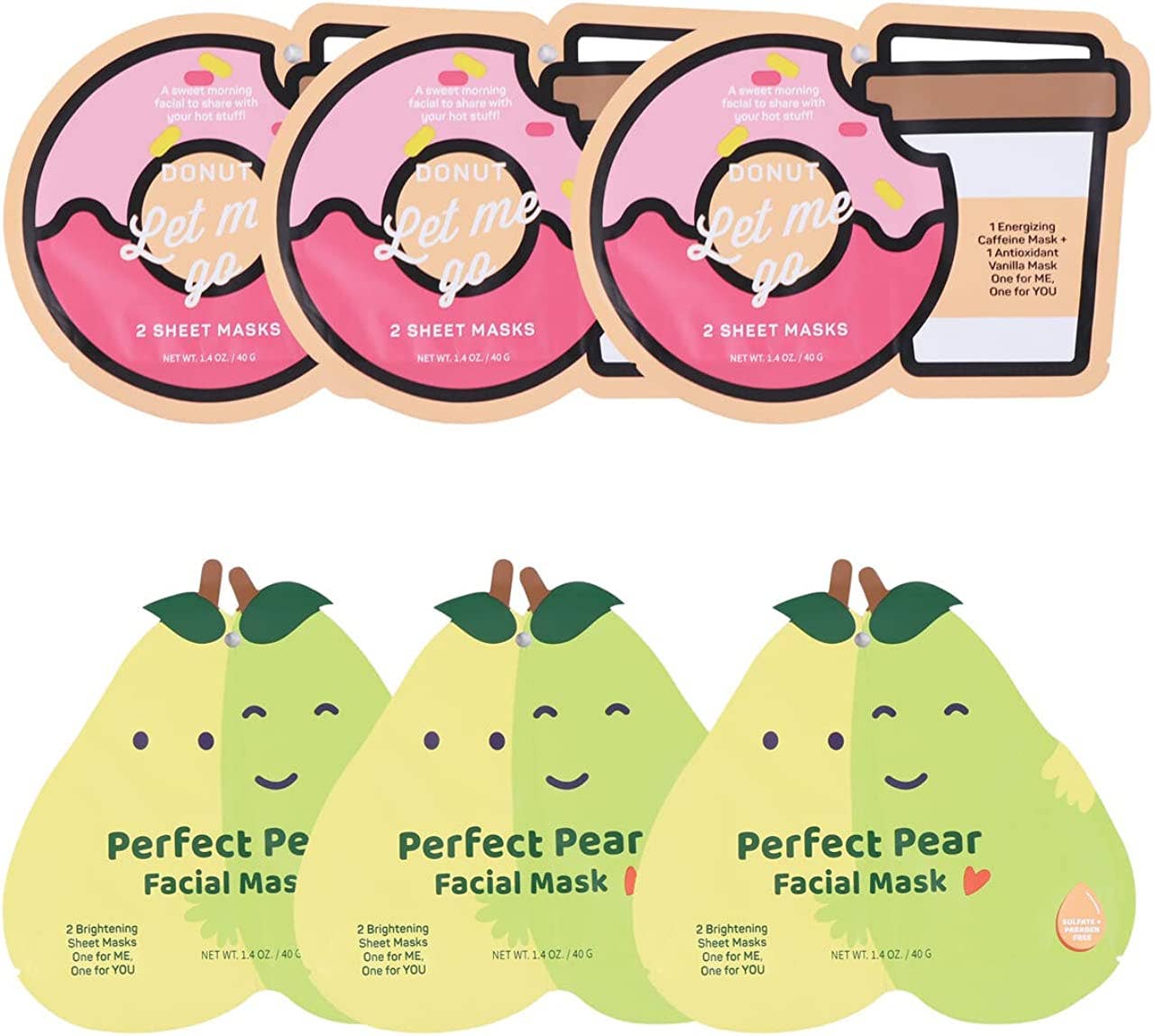 Donut Let Me Go & Perfect Pear Valentines' Face masks - 6 pk